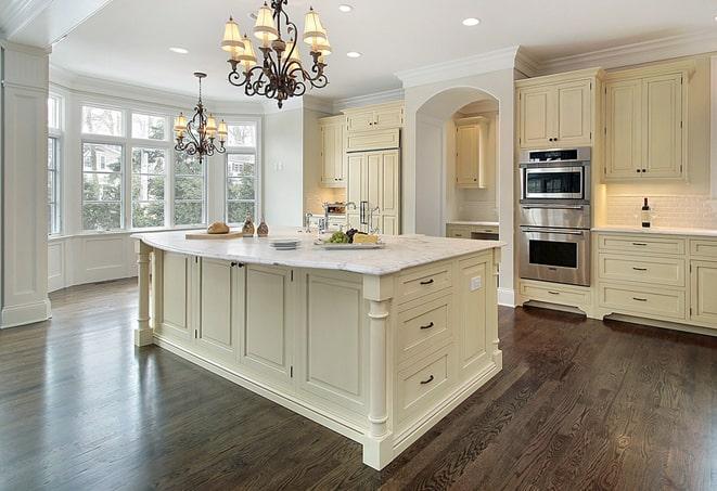 hardwood-look laminate floors in a newly renovated kitchen in Clinton