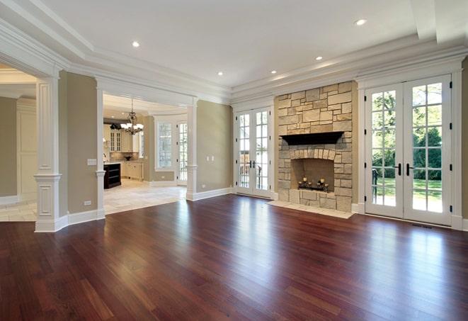 distressed hickory wood floors in a farmhouse